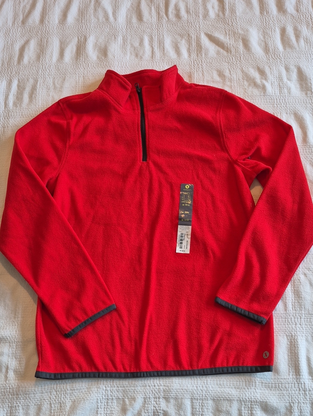 Xersion boys size Medium or 10/12 1/4 zip pullover red fleece NEW